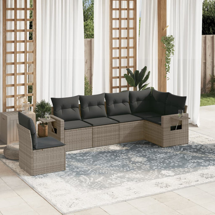 Set Divano da Giardino 6 pz con Cuscini Grigio in Polyrattan 3220229