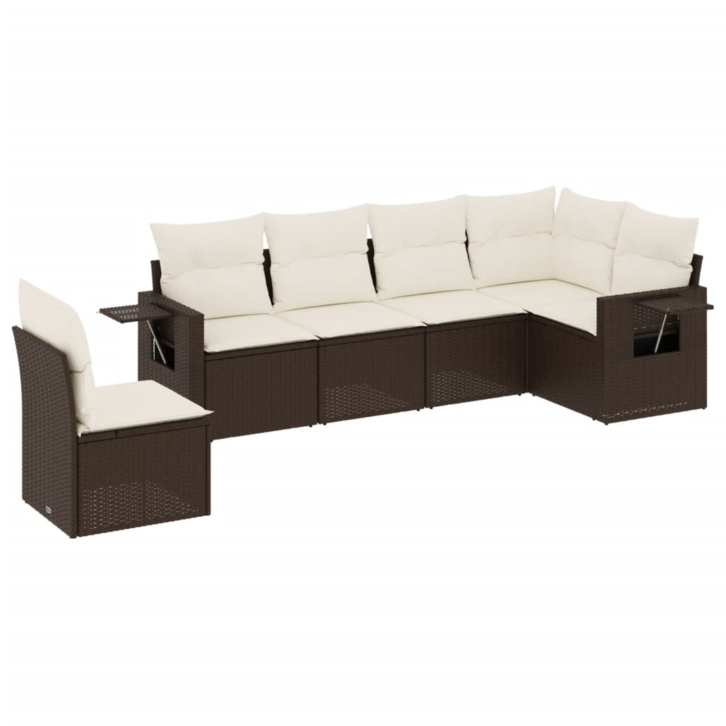 Set Divano da Giardino 6 pz con Cuscini Marrone in Polyrattancod mxl 116611