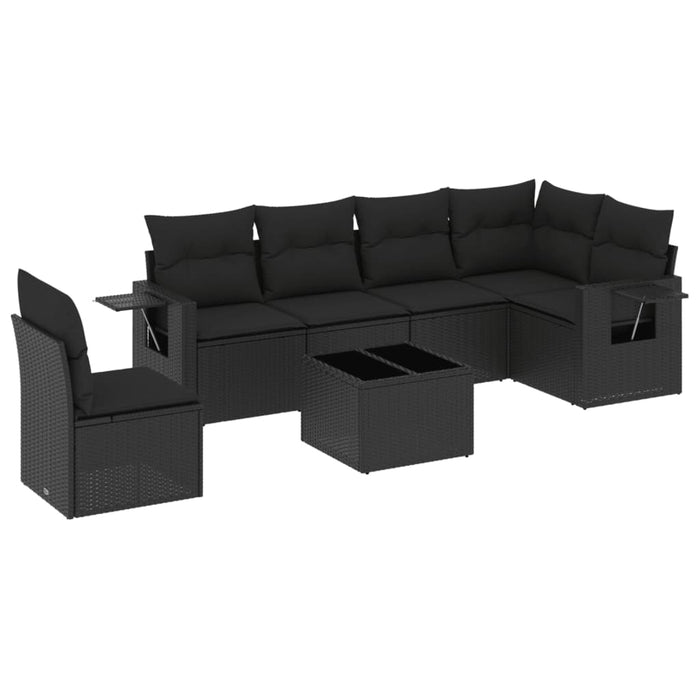 Set Divani da Giardino con Cuscini 7pz Nero Polyrattan 3220234