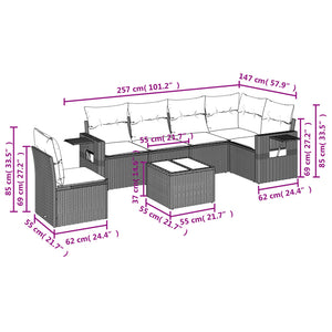 Set Divani da Giardino con Cuscini 7pz Nero Polyrattan 3220234