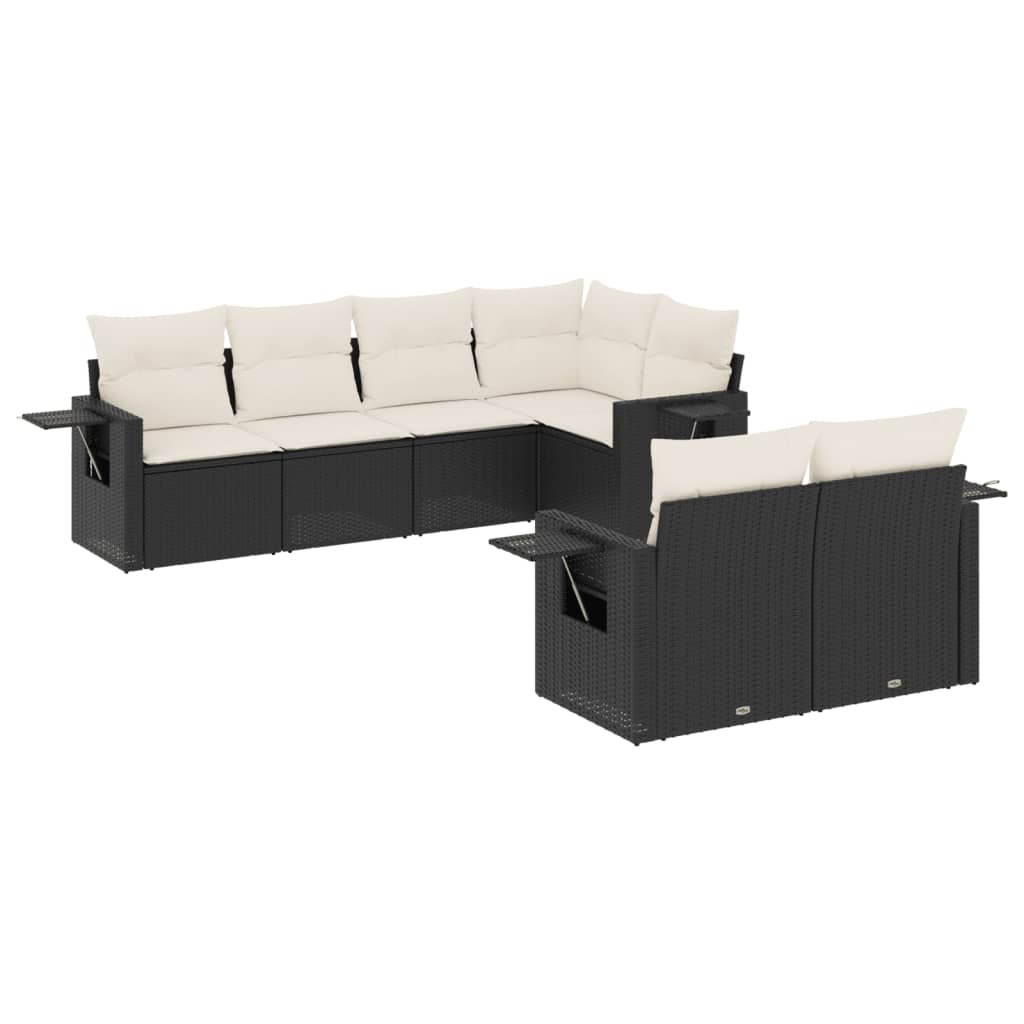 Set Divani da Giardino con Cuscini 7pz Nero Polyrattancod mxl 90877