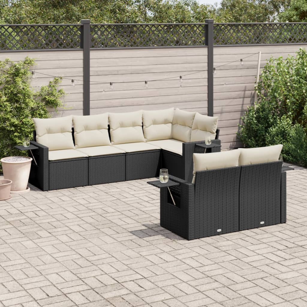 Set Divani da Giardino con Cuscini 7pz Nero Polyrattan 3220405