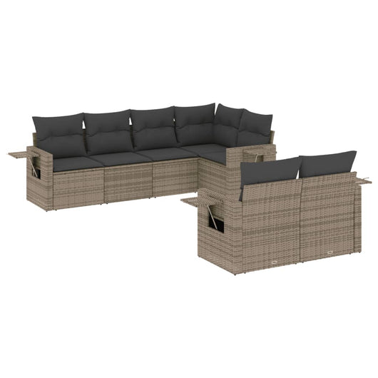 Set Divani da Giardino 7 pz con Cuscini Grigio in Polyrattan 3220409