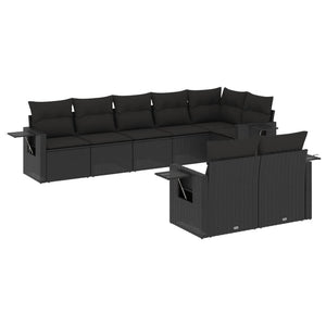 Set Divani da Giardino con Cuscini 8 pz Nero in Polyrattan 3220414