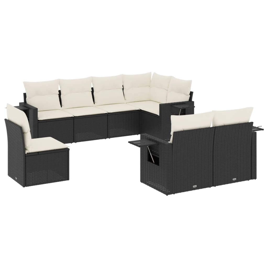 Set Divani da Giardino con Cuscini 8 pz Nero in Polyrattan 3220435