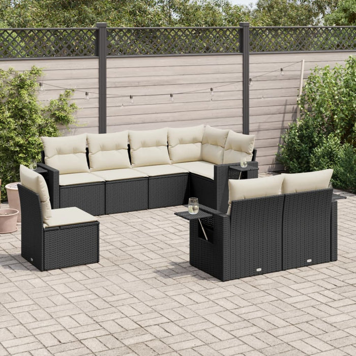 Set Divani da Giardino con Cuscini 8 pz Nero in Polyrattan 3220435