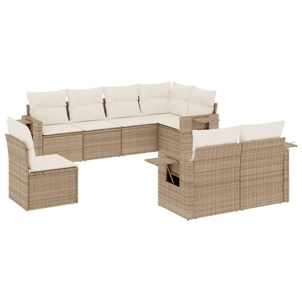 Set Divano da Giardino 8 pz con Cuscini Beige in Polyrattan 3220437