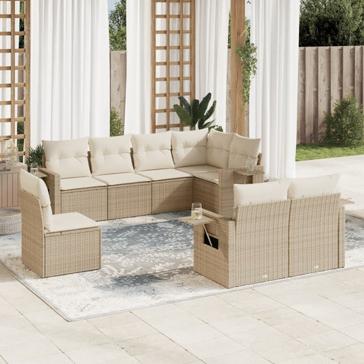 Set Divano da Giardino 8 pz con Cuscini Beige in Polyrattan 3220437