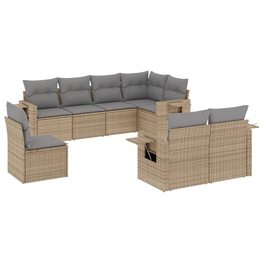 Set Divano da Giardino 8 pz con Cuscini Beige in Polyrattancod mxl 114456