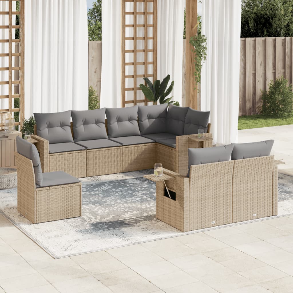 Set Divano da Giardino 8 pz con Cuscini Beige in Polyrattancod mxl 114456