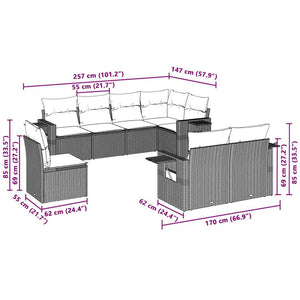 Set Divano da Giardino 8pz con Cuscini Grigio Chiaro Polyrattan 3220441