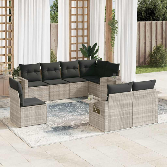 Set Divano da Giardino 8pz con Cuscini Grigio Chiaro Polyrattan 3220441