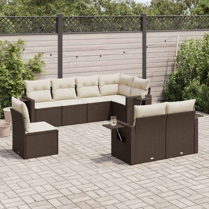 Set Divani da Giardino 8 pz con Cuscini Marrone in Polyrattan 3220442