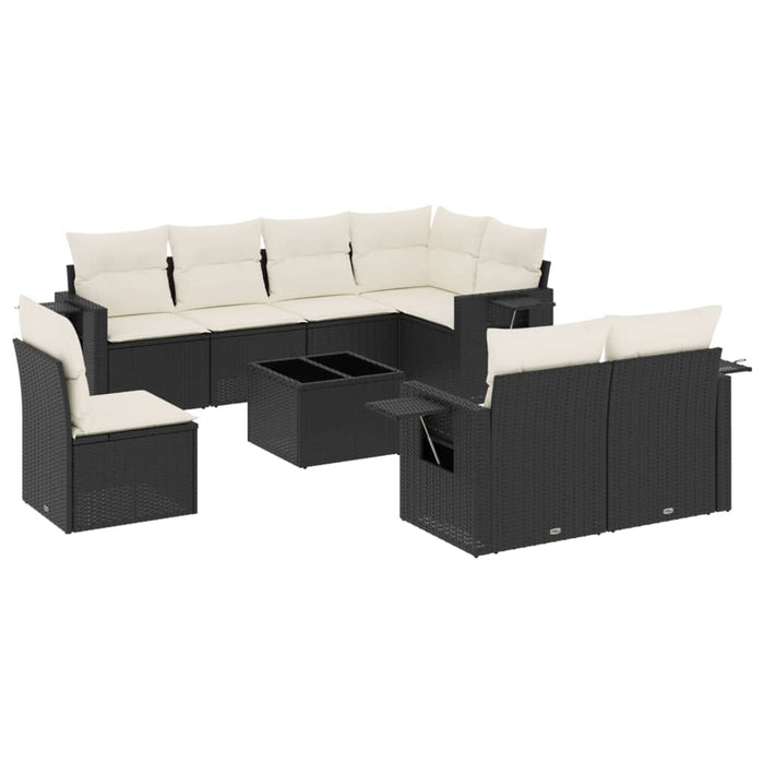 Set Divani da Giardino 9 pz con Cuscini Nero in Polyrattancod mxl 89309