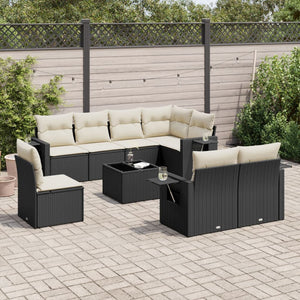 Set Divani da Giardino 9 pz con Cuscini Nero in Polyrattancod mxl 89309