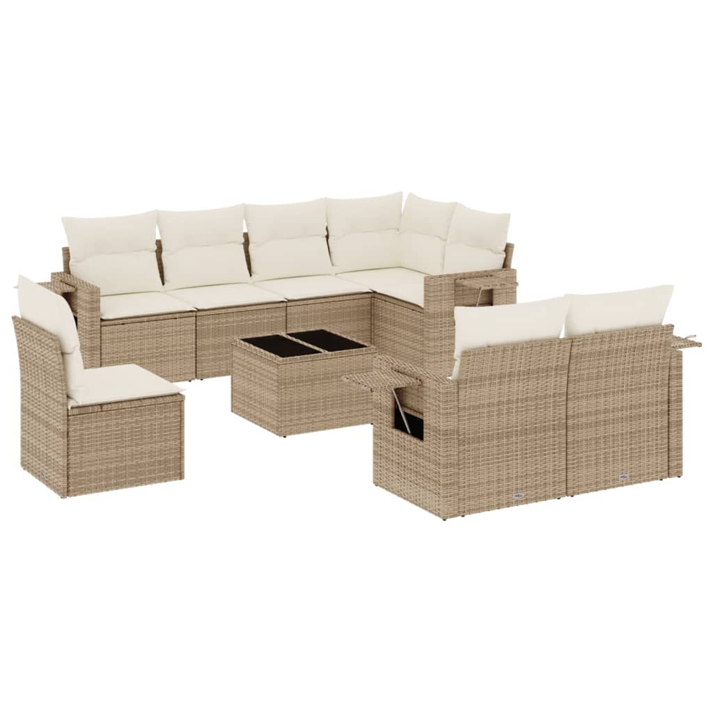 Set Divano da Giardino 9 pz con Cuscini Beige in Polyrattancod mxl 92664