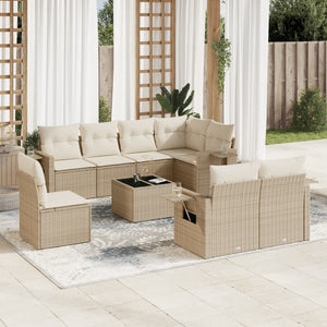 Set Divano da Giardino 9 pz con Cuscini Beige in Polyrattancod mxl 92664