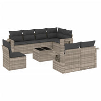 Set Divano da Giardino 9pz con Cuscini Grigio Chiaro Polyrattan 3220451