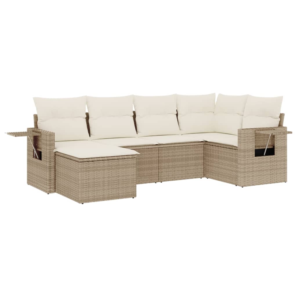 Set Divano da Giardino 6 pz con Cuscini Beige in Polyrattan 3220457