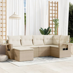 Set Divano da Giardino 6 pz con Cuscini Beige in Polyrattan 3220457