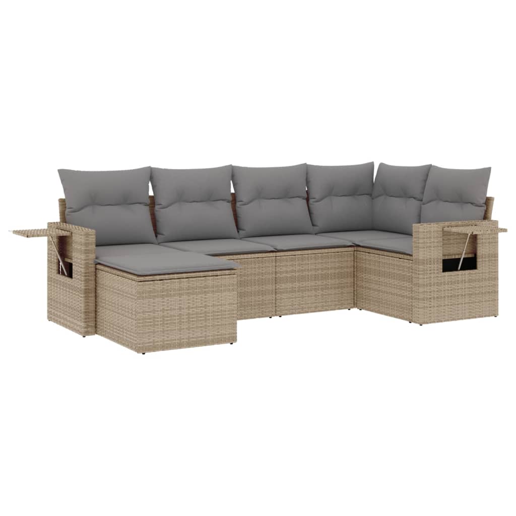 Set Divano da Giardino 6 pz con Cuscini Beige in Polyrattancod mxl 89310