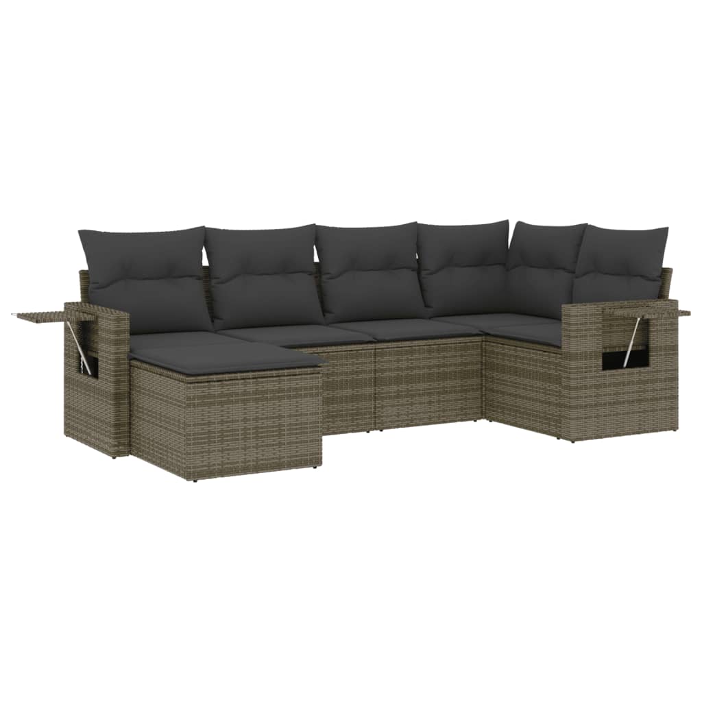 Set Divano da Giardino 6 pz con Cuscini Grigio in Polyrattan 3220459