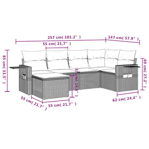 Set Divano da Giardino 6pz con Cuscini Grigio Chiaro Polyrattan 3220461