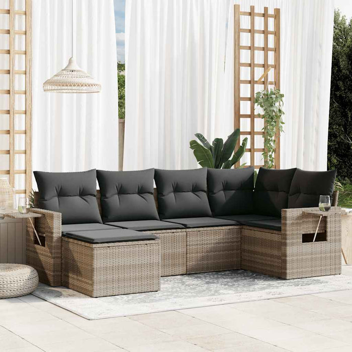 Set Divano da Giardino 6pz con Cuscini Grigio Chiaro Polyrattan 3220461