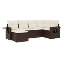 Set Divano da Giardino 6 pz con Cuscini Marrone in Polyrattan 3220462