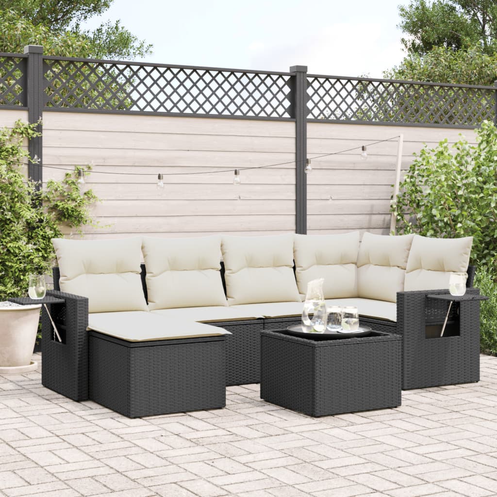 Set Divani da Giardino con Cuscini 7pz Nero Polyrattan 3220465