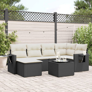 Set Divani da Giardino con Cuscini 7pz Nero Polyrattan 3220465