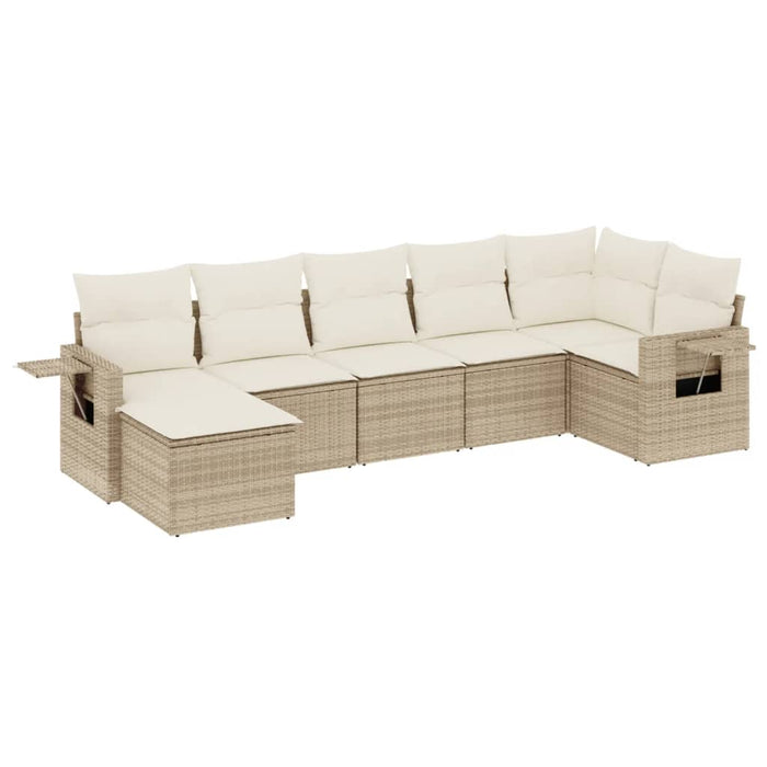 Set Divani da Giardino 7 pz con Cuscini Beige in Polyrattan 3220477