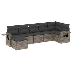 Set Divani da Giardino 7 pz con Cuscini Grigio in Polyrattan 3220479