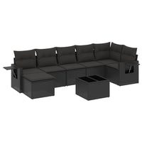 Set Divani da Giardino con Cuscini 8 pz Nero in Polyrattan 3220484