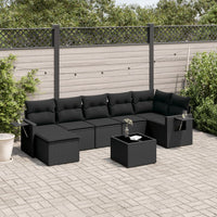 Set Divani da Giardino con Cuscini 8 pz Nero in Polyrattan 3220484