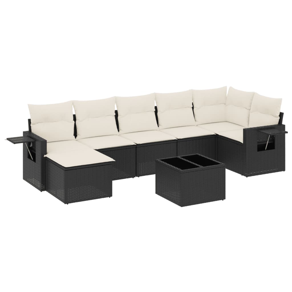 Set Divani da Giardino con Cuscini 8 pz Nero in Polyrattan 3220485