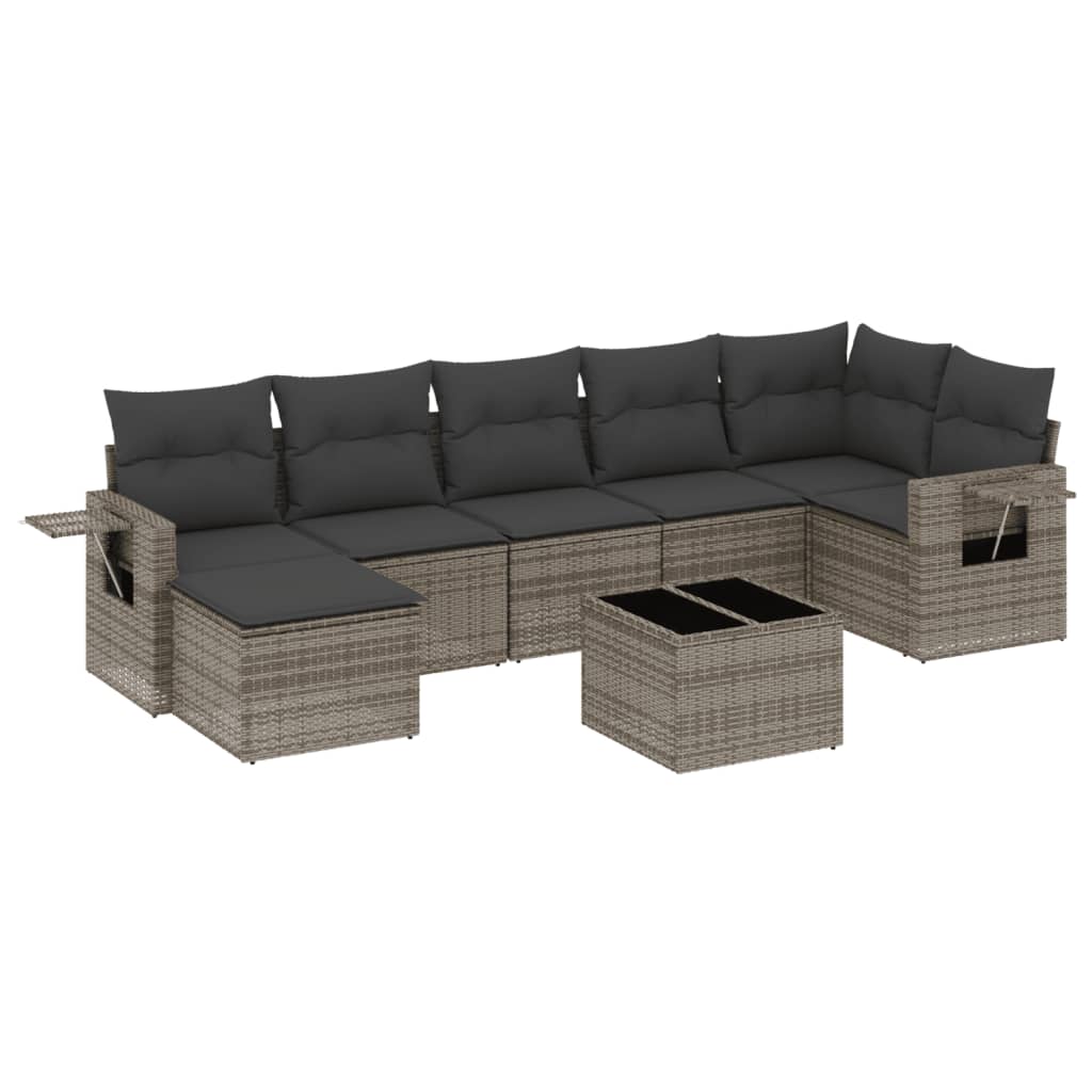 Set Divano da Giardino 8 pz con Cuscini Grigio in Polyrattan 3220489