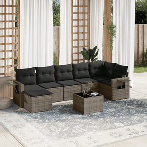 Set Divano da Giardino 8 pz con Cuscini Grigio in Polyrattan 3220489