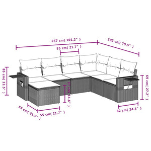 Set Divani da Giardino con Cuscini 7pz Nero Polyrattan 3220495