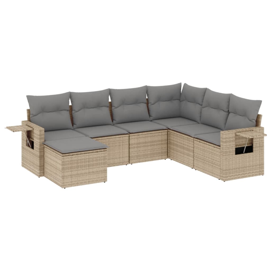 Set Divani da Giardino 7 pz con Cuscini Beige in Polyrattancod mxl 90562