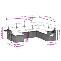 Set Divani da Giardino 7 pz con Cuscini Grigio in Polyrattan 3220499