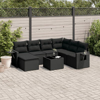 Set Divani da Giardino con Cuscini 8 pz Nero in Polyrattan 3220504