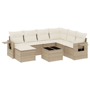 Set Divano da Giardino 8 pz con Cuscini Beige in Polyrattan 3220507