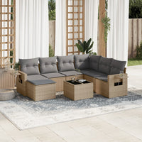 Set Divano da Giardino 8 pz con Cuscini Beige in Polyrattan 3220508