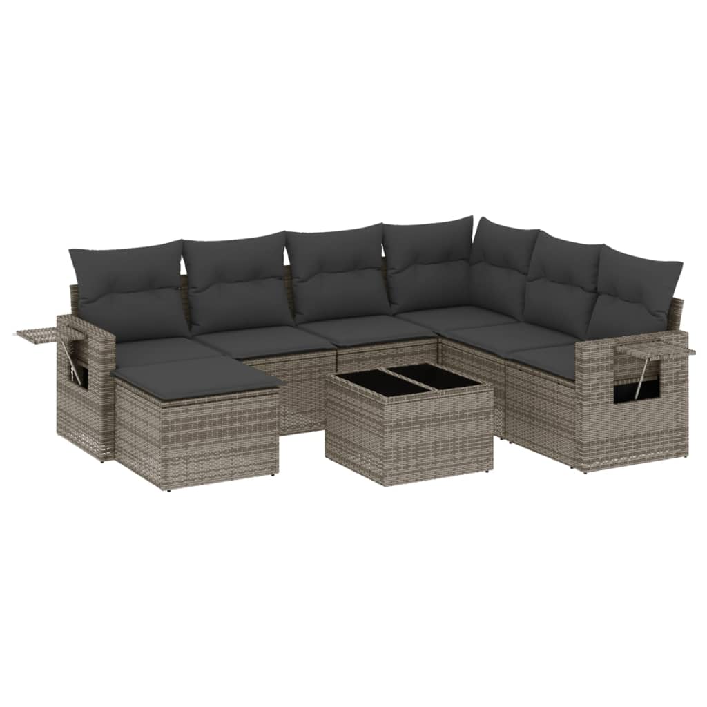 Set Divano da Giardino 8 pz con Cuscini Grigio in Polyrattancod mxl 89781