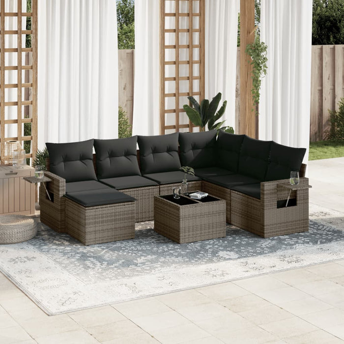 Set Divano da Giardino 8 pz con Cuscini Grigio in Polyrattancod mxl 89781