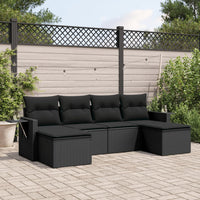 Set Divano da Giardino 6 pz con Cuscini Nero in Polyrattancod mxl 89782