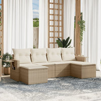 Set Divano da Giardino 6 pz con Cuscini Beige in Polyrattancod mxl 113273