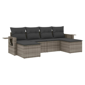 Set Divano da Giardino 6 pz con Cuscini Grigio in Polyrattan 3220519