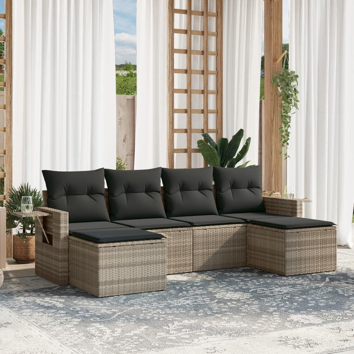 Set Divano da Giardino 6pz con Cuscini Grigio Chiaro Polyrattan 3220521